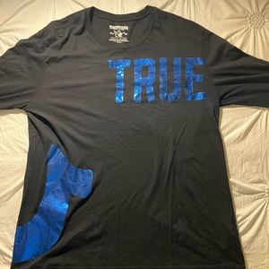 True religion black and metallic blue Ls